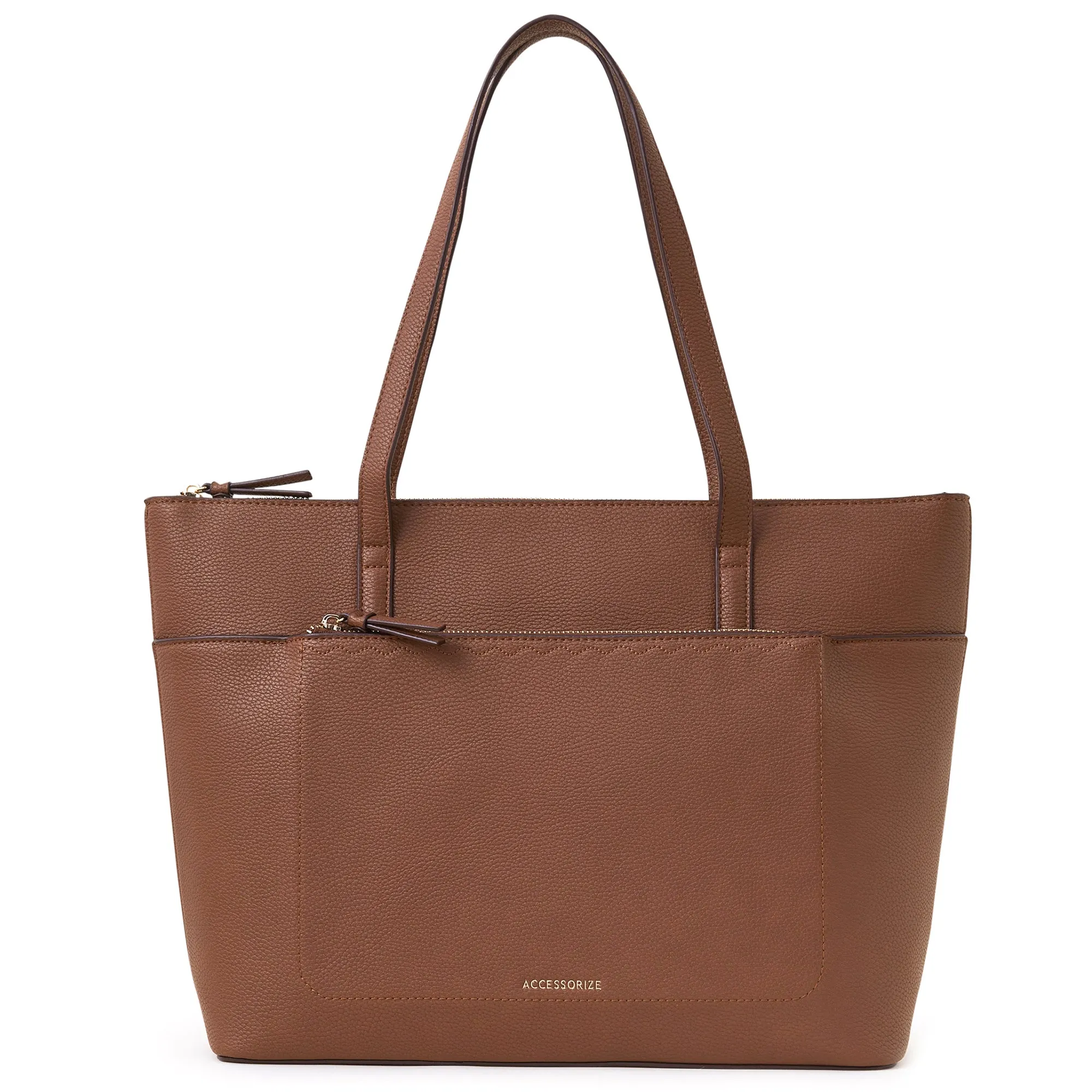 Accessorize London Women's Classic Tan Front Pocket Tote Bag