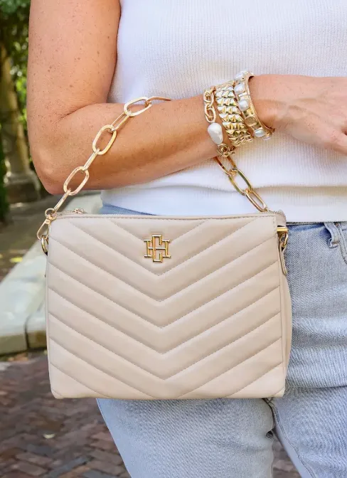 Ariana Crossbody Nude V Quilted