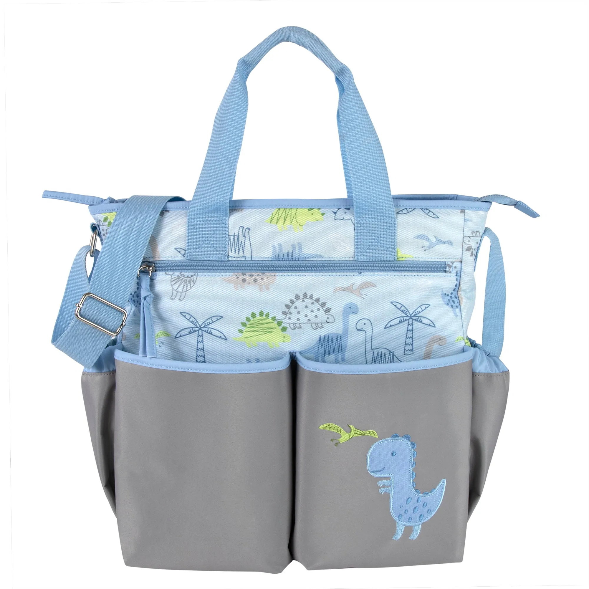 Baby Essentials 3-in-1 Diaper Bag Set - Blue Dino Themed