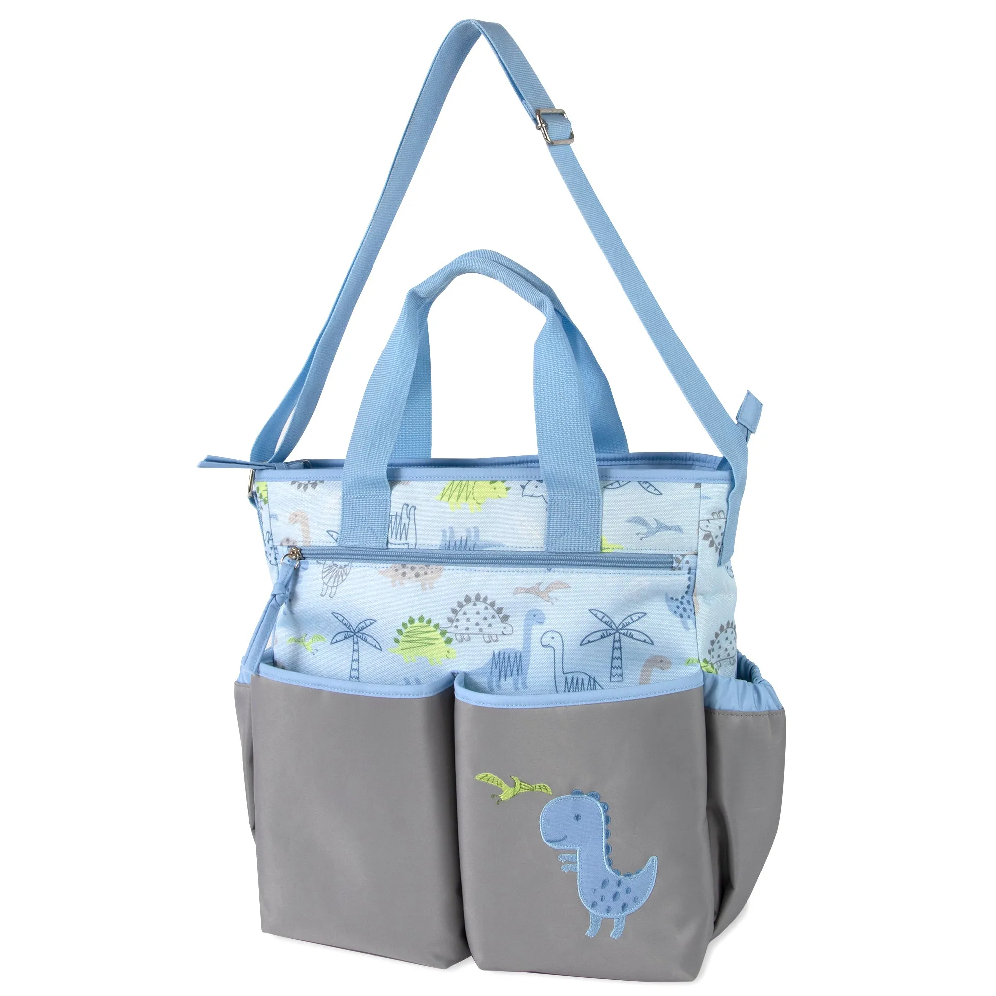 Baby Essentials 3-in-1 Diaper Bag Set - Blue Dino Themed