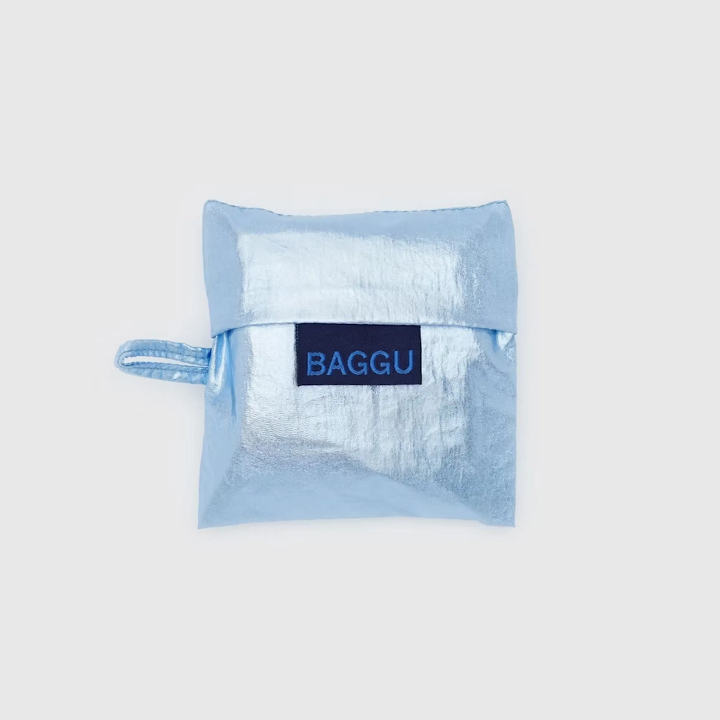 BAGGU Metallic Light Blue Baby Baggu