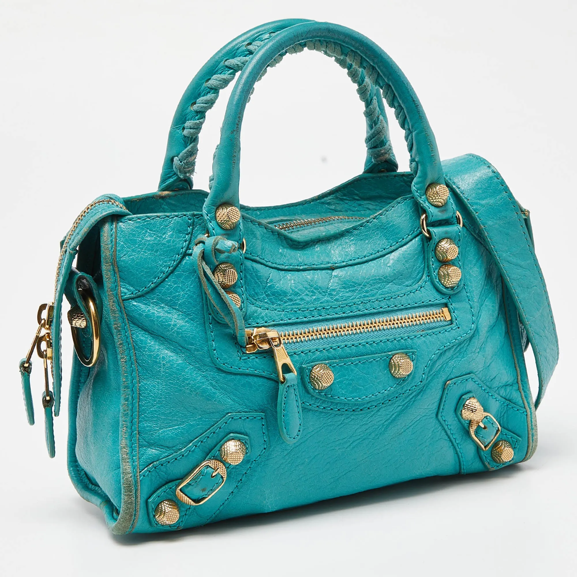 BALENCIAGA Bleu Tropical Leather Mini Classic City Bag