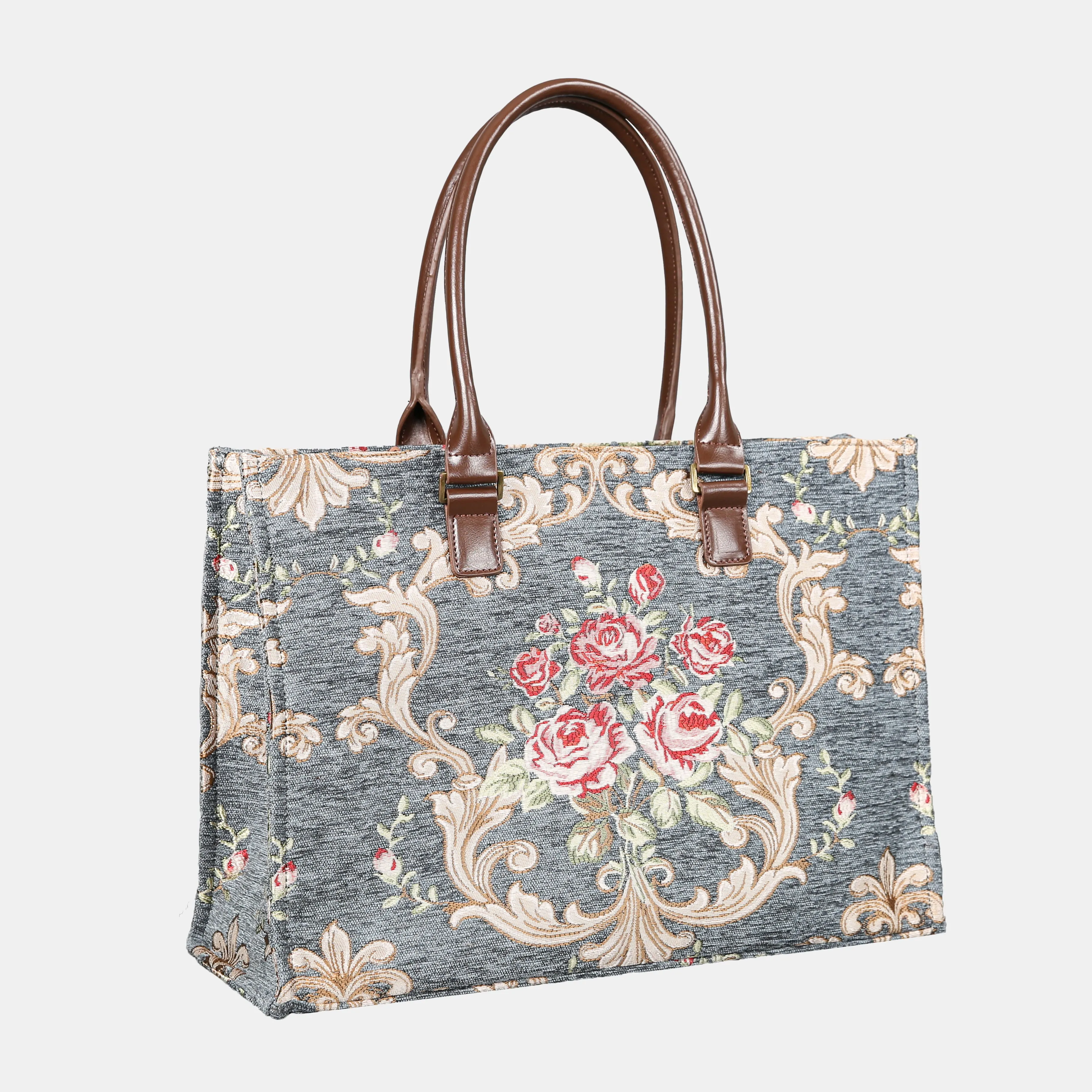 Baroque Garden Grey Laptop Work Tote