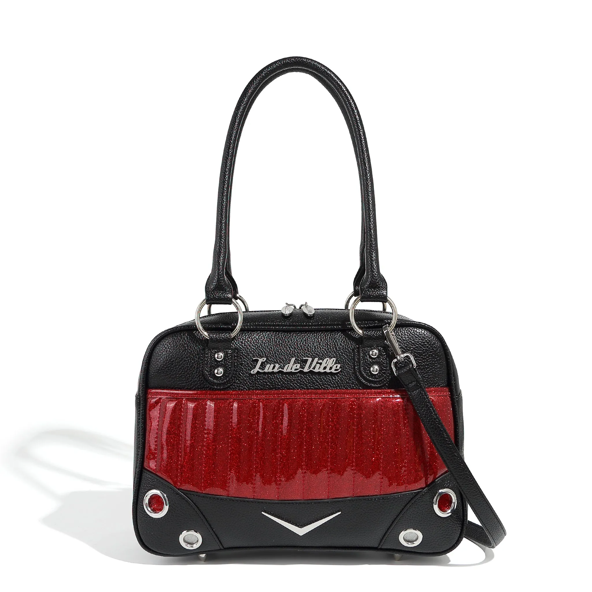 Black and Red Rum Sparkle Hotrod Tote Medium