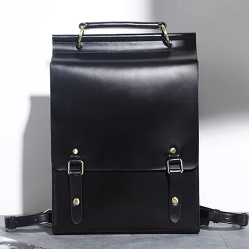 Black Classic Satchel Laptop Leather School Backpack for Women