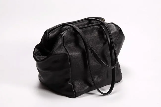 Black Soft LEATHER Large WOMENs Shoulder Bag Hobo Purses FOR WOMEN