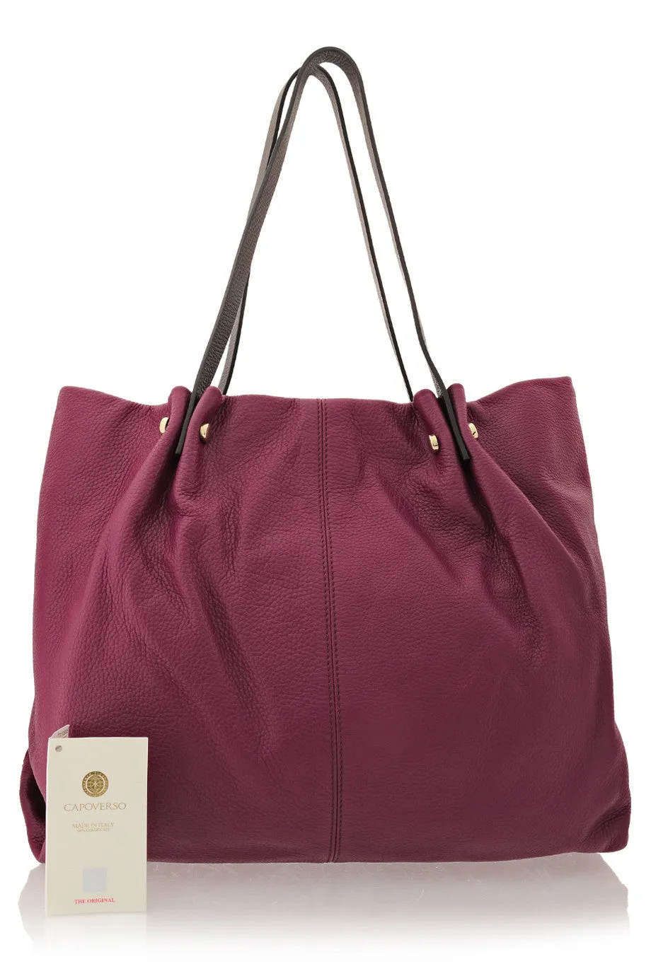 CAPOVERSO ADRIA Prune Leather Tote Bag