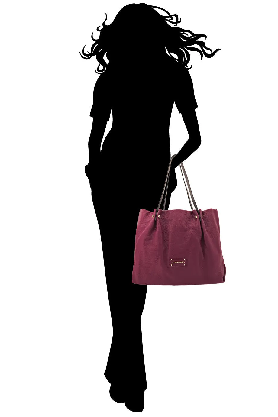 CAPOVERSO ADRIA Prune Leather Tote Bag