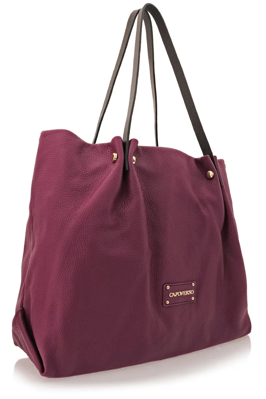 CAPOVERSO ADRIA Prune Leather Tote Bag