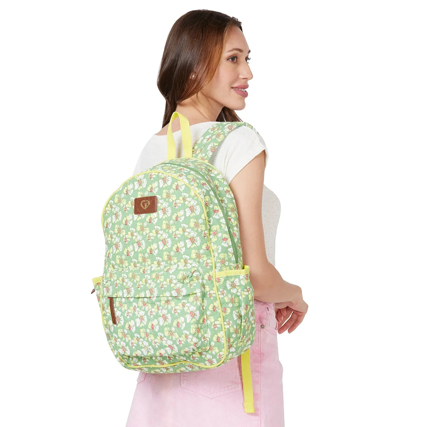 Caprese Blossom Laptop Backpack Large Light Green