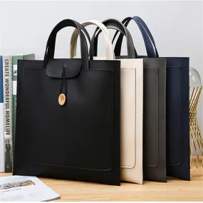 Christmas Gift Solid PU Leather Handbag Women Fashion Business Briefcase Laptop Bag Simple Casual Lady 2021 Vintage Designer Commuter Tote Bags