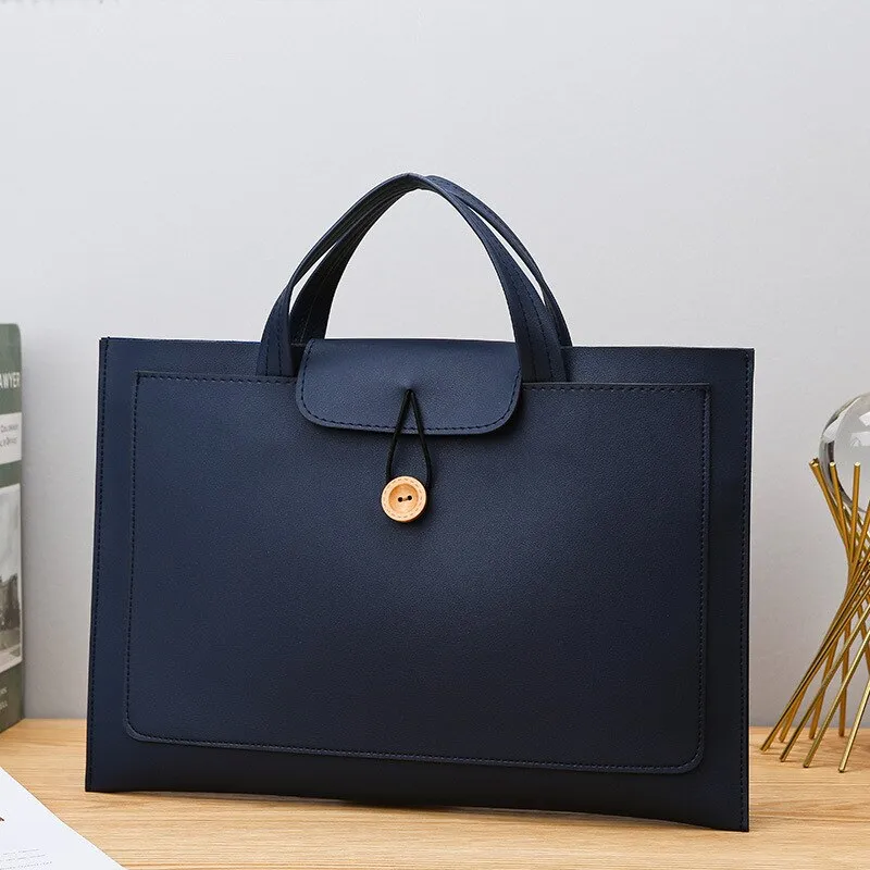 Christmas Gift Solid PU Leather Handbag Women Fashion Business Briefcase Laptop Bag Simple Casual Lady 2021 Vintage Designer Commuter Tote Bags