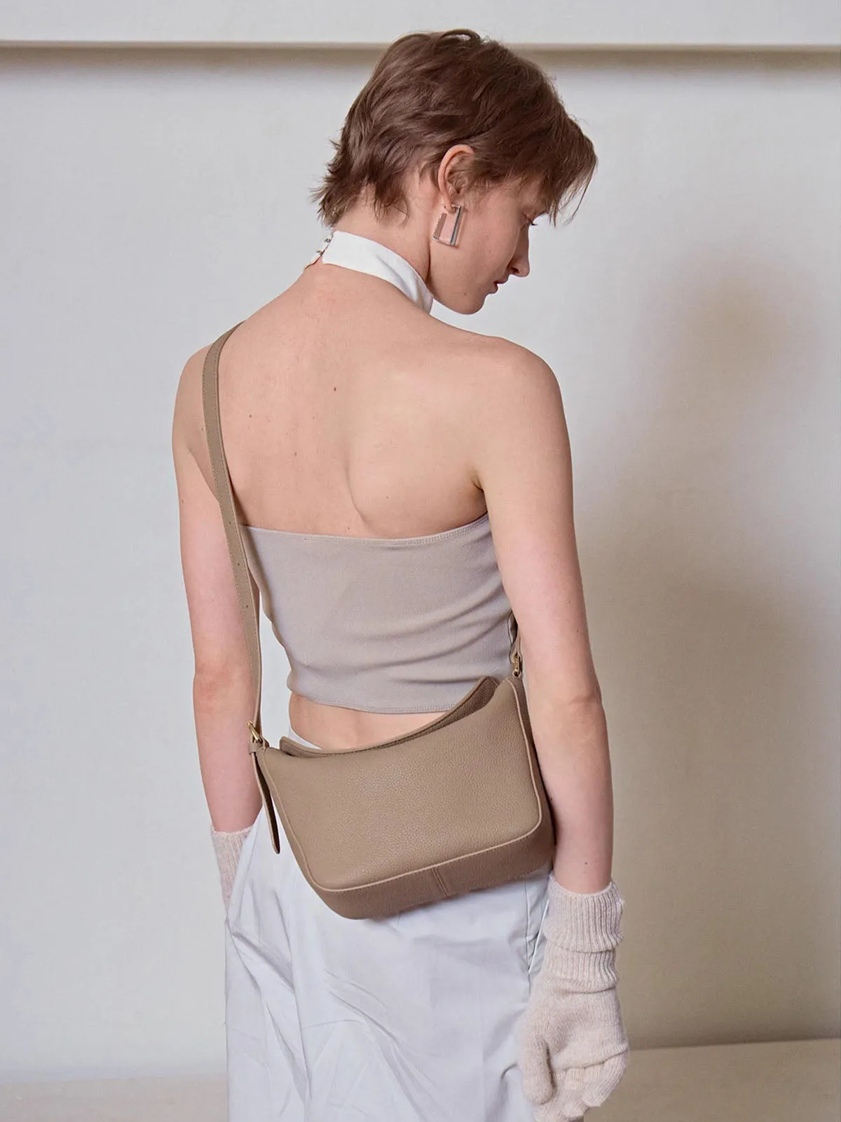 Classic Cowhide Crossbody Hobo Bag