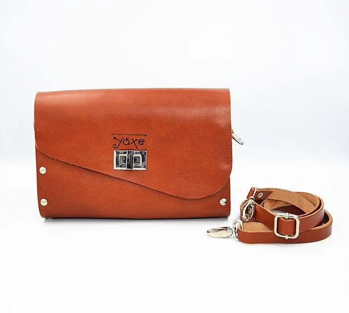 Cognac brown leather wood women (tampa)