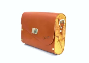 Cognac brown leather wood women (tampa)