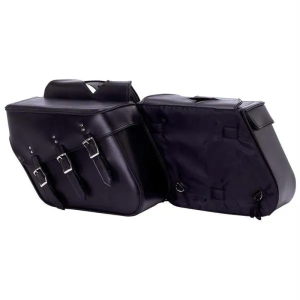 Diamond Plate 2pc Slanted Motorcycle Saddlebag Set Made Of Heavy-duty Waterproof Pvc