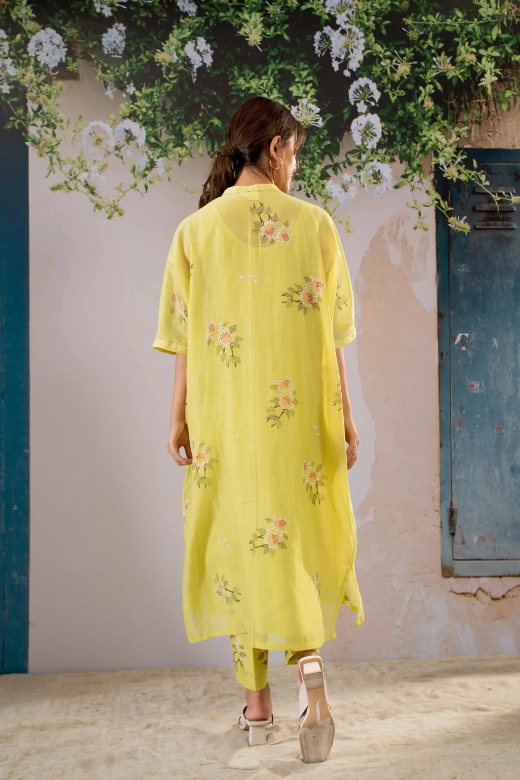 Discharge Print Lemon Kurta Set