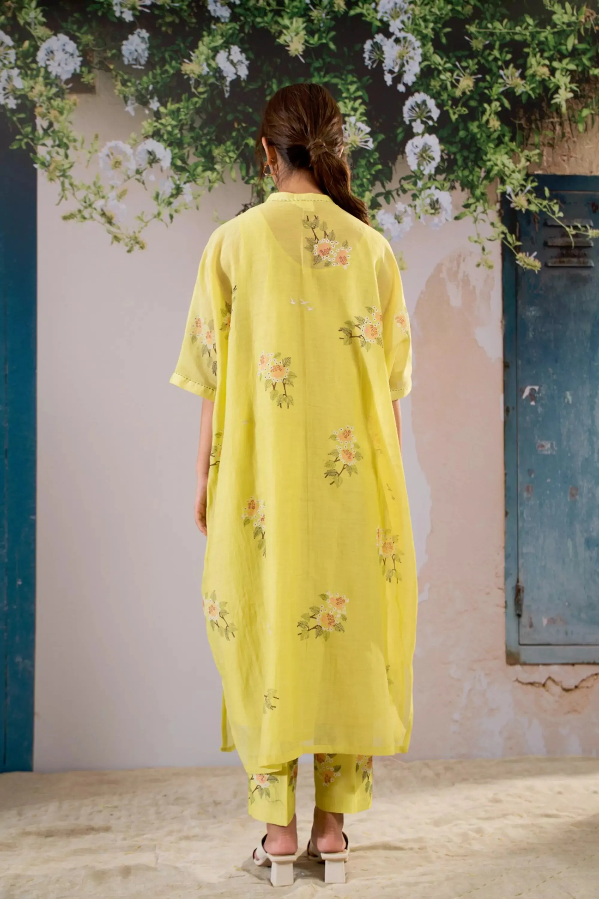 Discharge Print Lemon Kurta Set