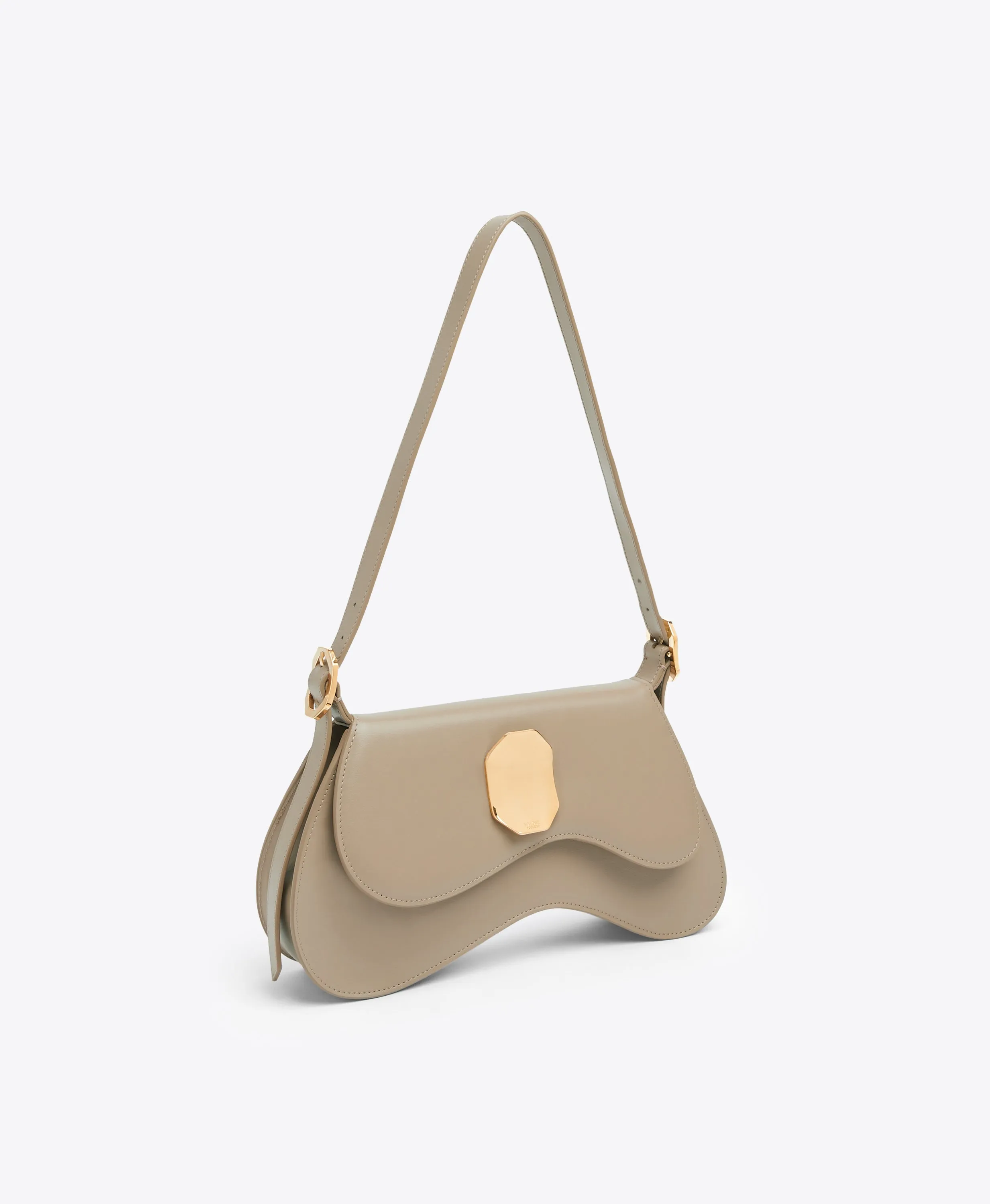 Divine Beige Leather Shoulder Bag