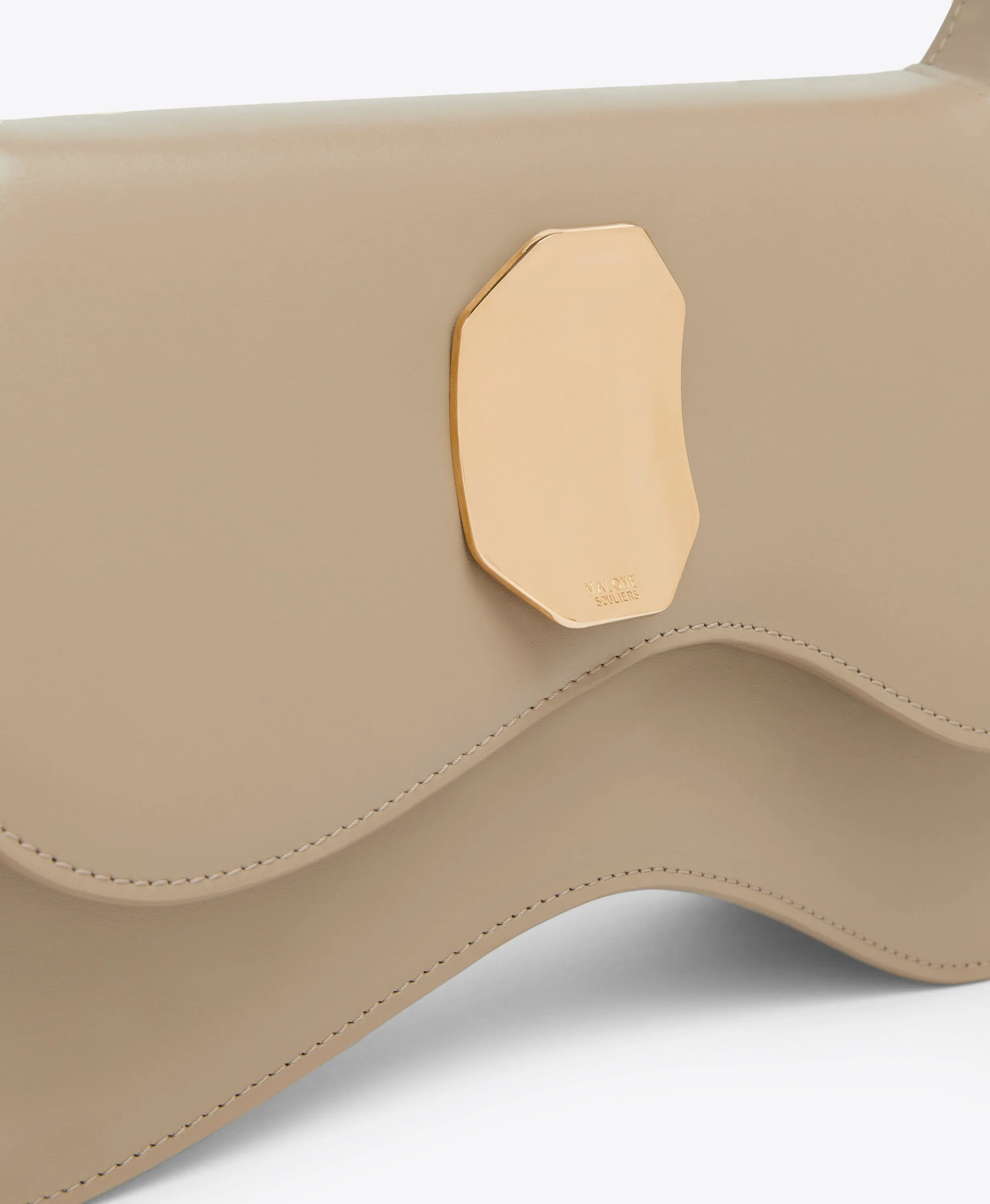 Divine Beige Leather Shoulder Bag