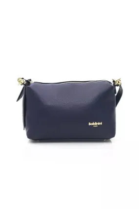 Elegant Blue Shoulder Bag with Golden Details