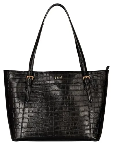 eske Jemma Genuine Leather Tote Bag for Women (Black)