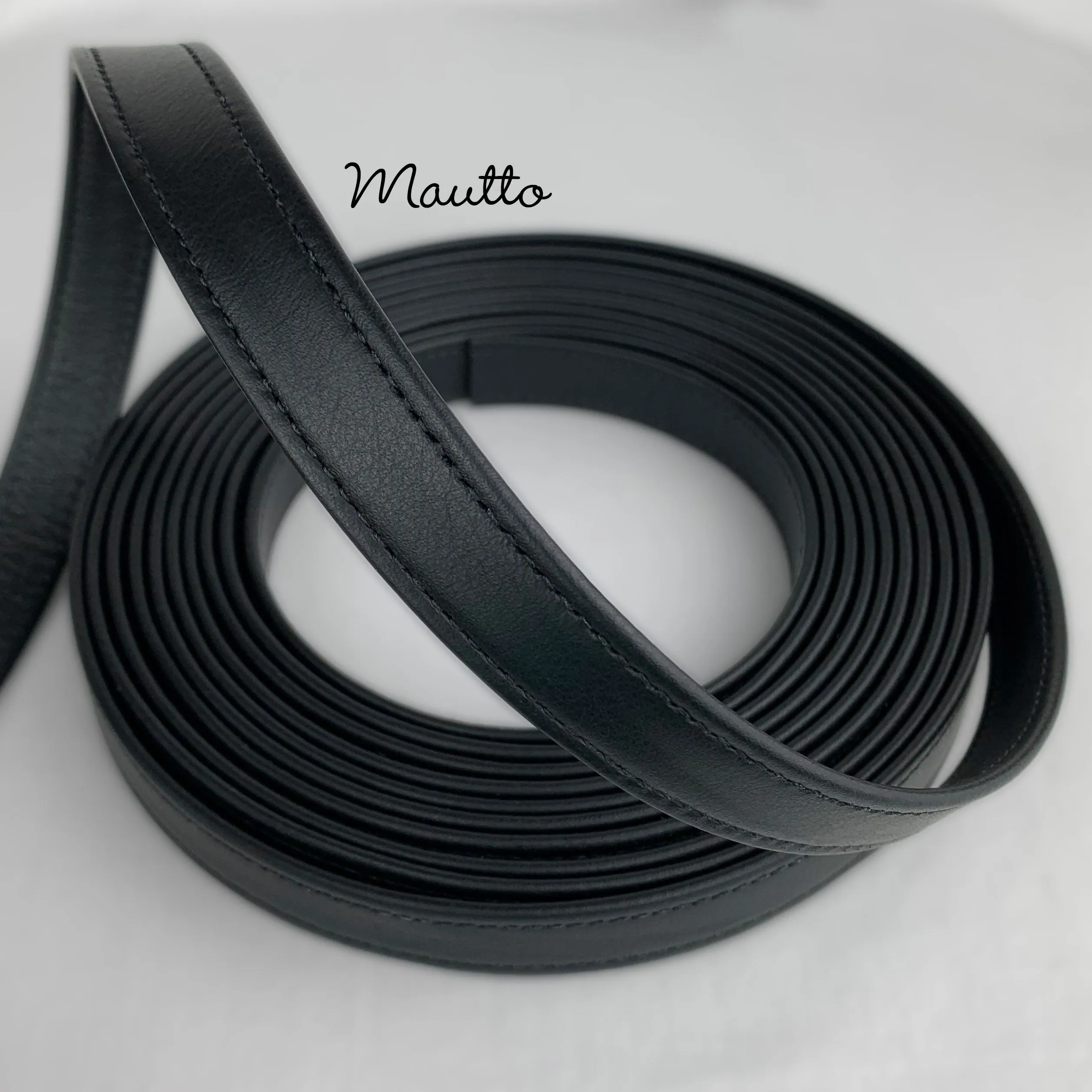 Finished Black Leather Strapping - 3/4 inch (0.75") Wide - for DIY, Leathercrafting, Repair & more