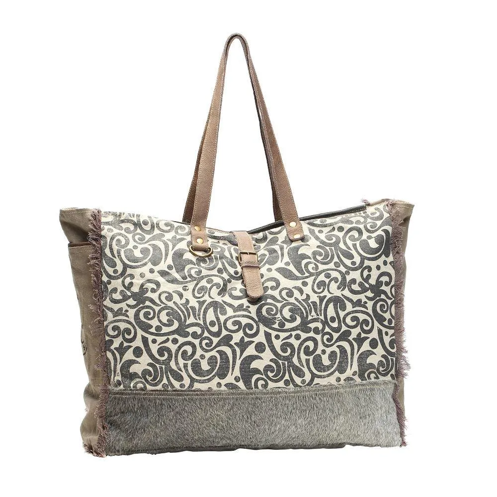 Floral Scroll Double-Sided Weekender Tote