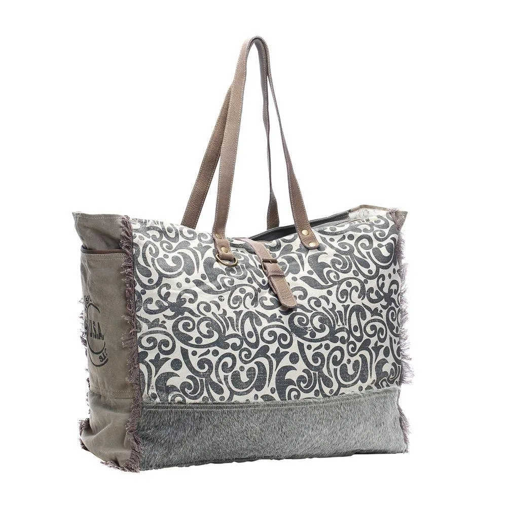 Floral Scroll Double-Sided Weekender Tote