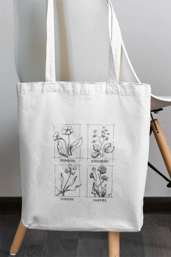 Flower Print Tote Bag Standard Printed  for unisex