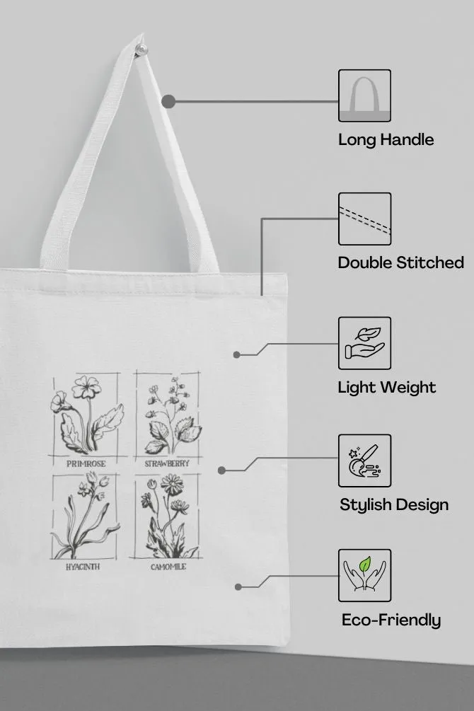 Flower Print Tote Bag Standard Printed  for unisex