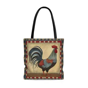 Folk Art Rooster Tote Bag - Cute Cottagecore Totebag Makes the Perfect Gift