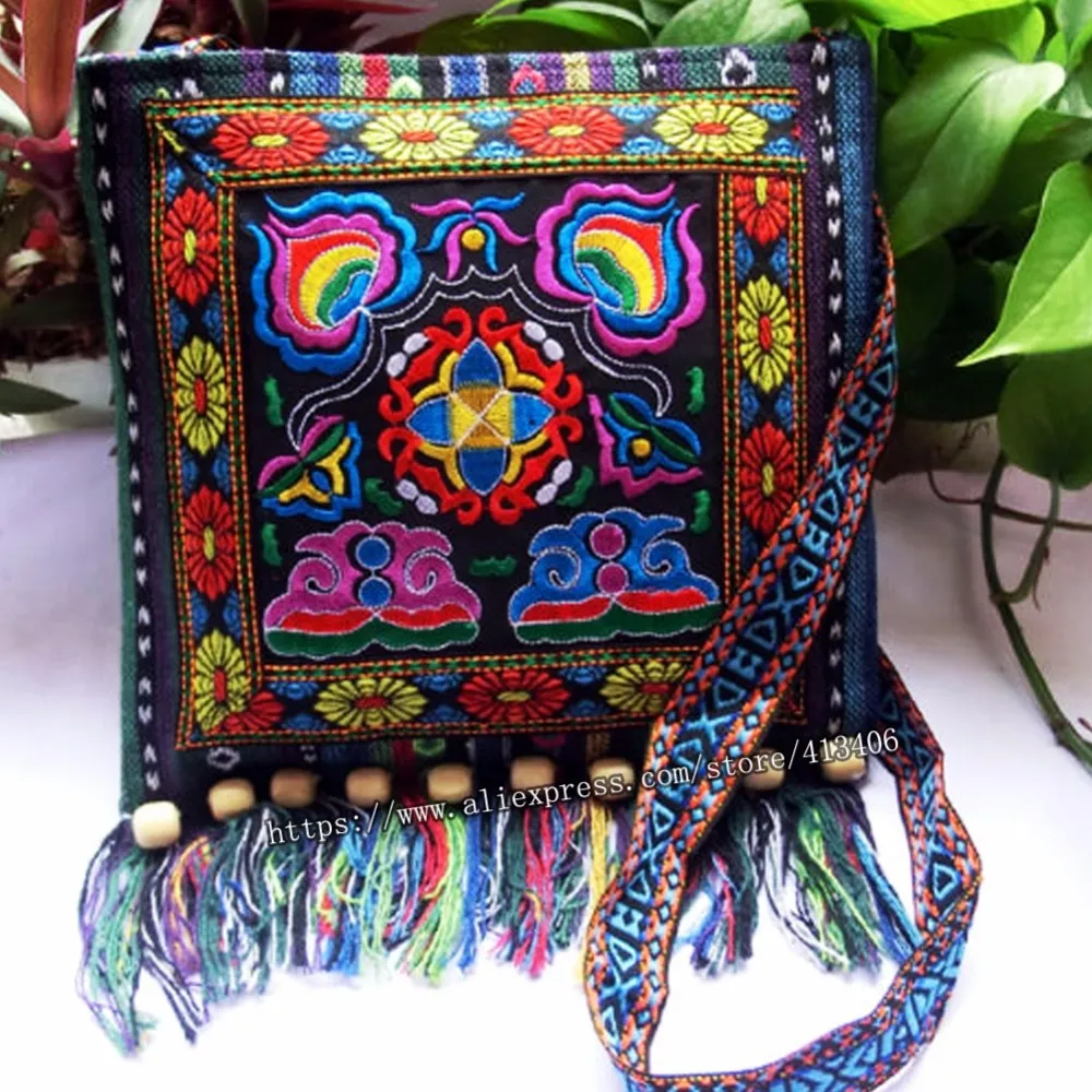 Free shipping fees Vintage Hmong Tribal Ethnic Thai Indian Boho shoulder bag message bag for women embroidery Tapestry SYS-005.