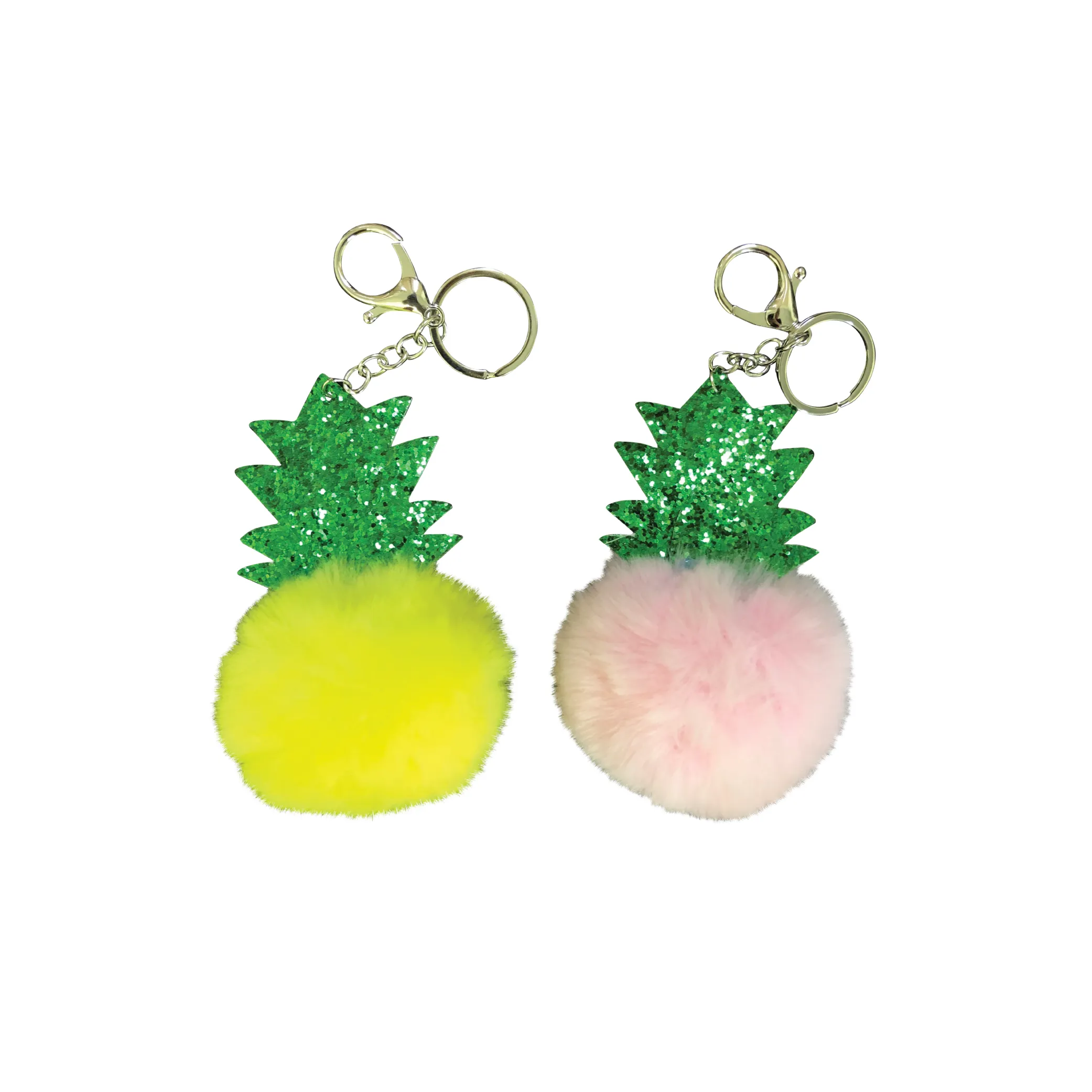 Fuzzy Pineapple Pom Keychain