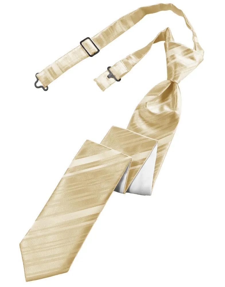 Golden Striped Satin Skinny Necktie