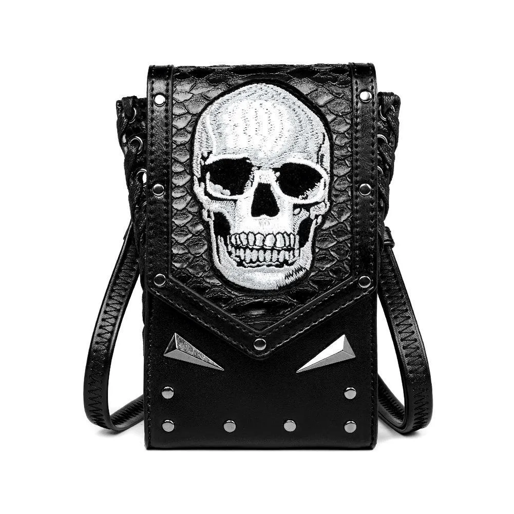 Gothic Skull Crossbody Bag With Adjustable Strap / Motorcycle Waist Pack