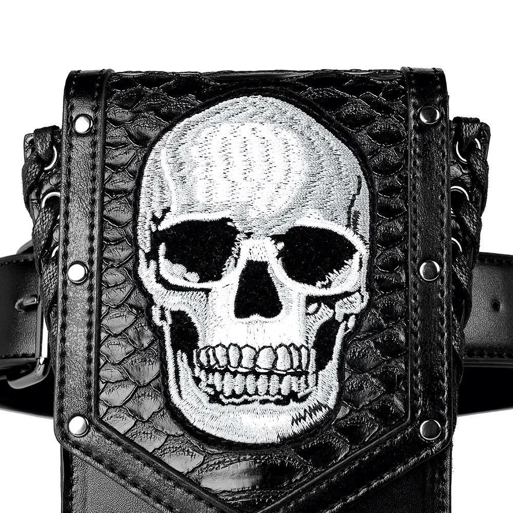 Gothic Skull Crossbody Bag With Adjustable Strap / Motorcycle Waist Pack