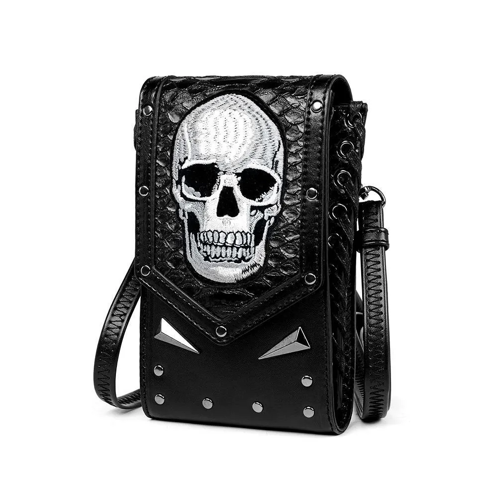 Gothic Skull Crossbody Bag With Adjustable Strap / Motorcycle Waist Pack