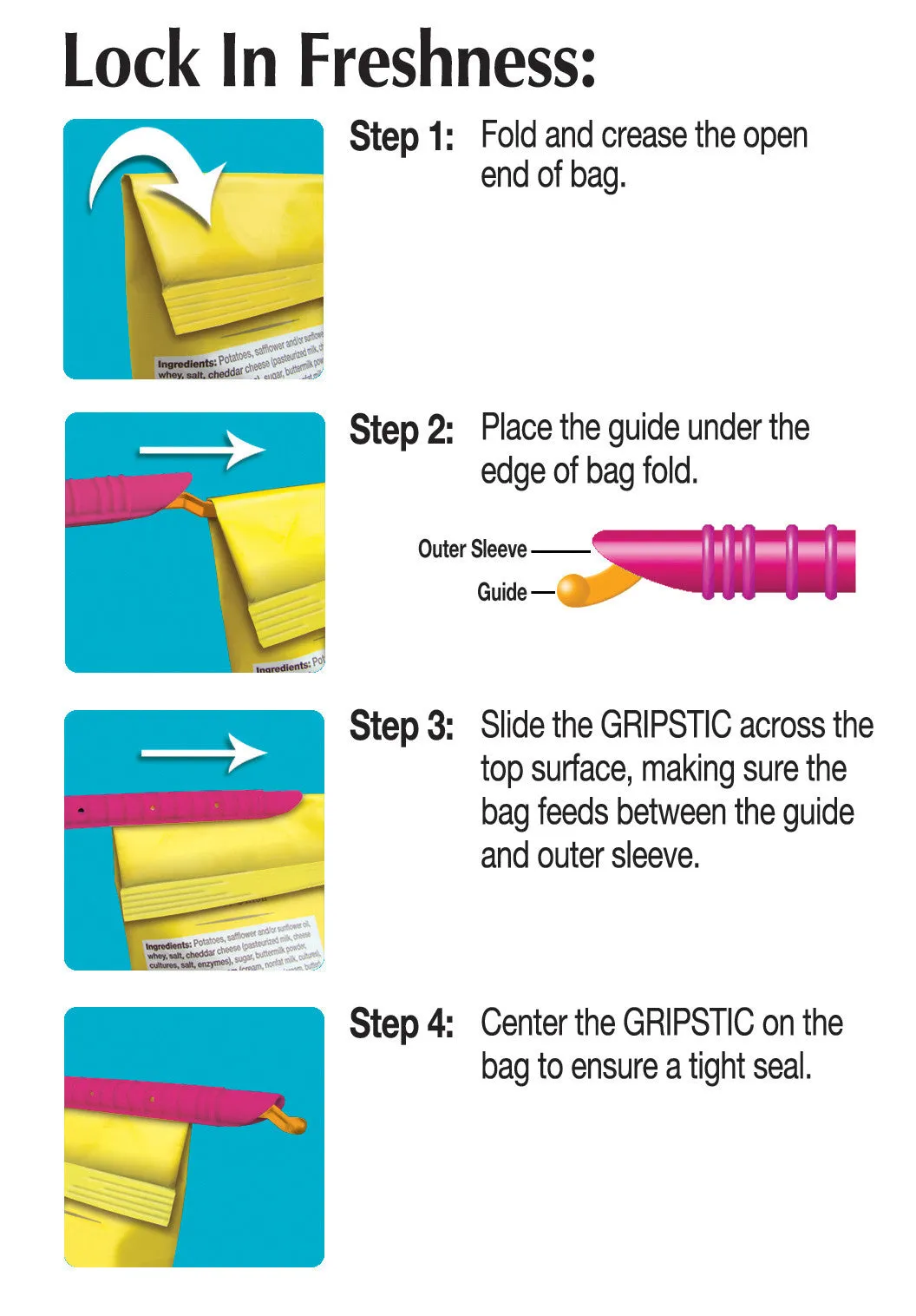 GRIPSTIC® Bag Sealer 3-Pack Blue