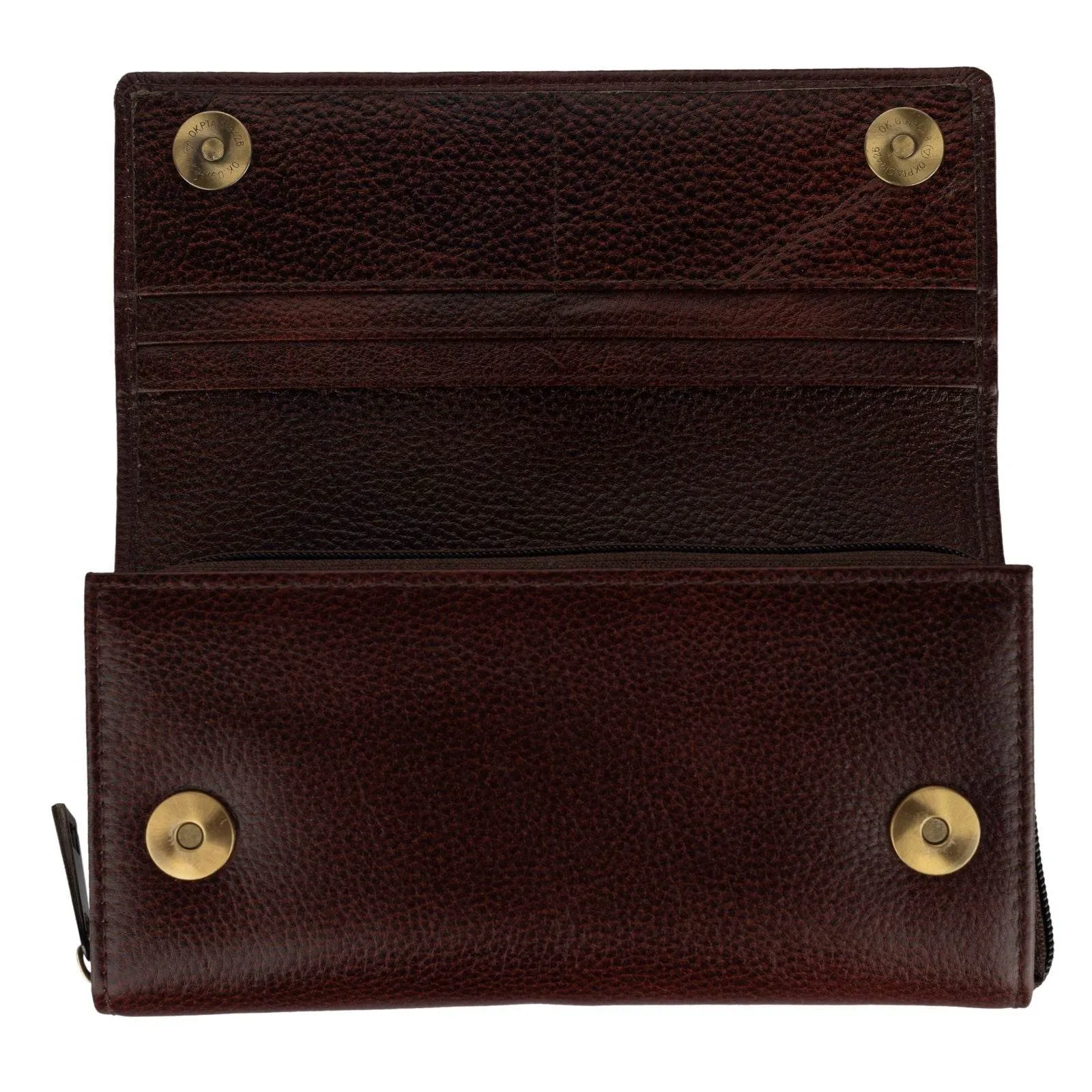 Handcrafted Leather Clutch For Women - Brown 4 Compartment Bag 7.5x4 Inches, Genuine Leather