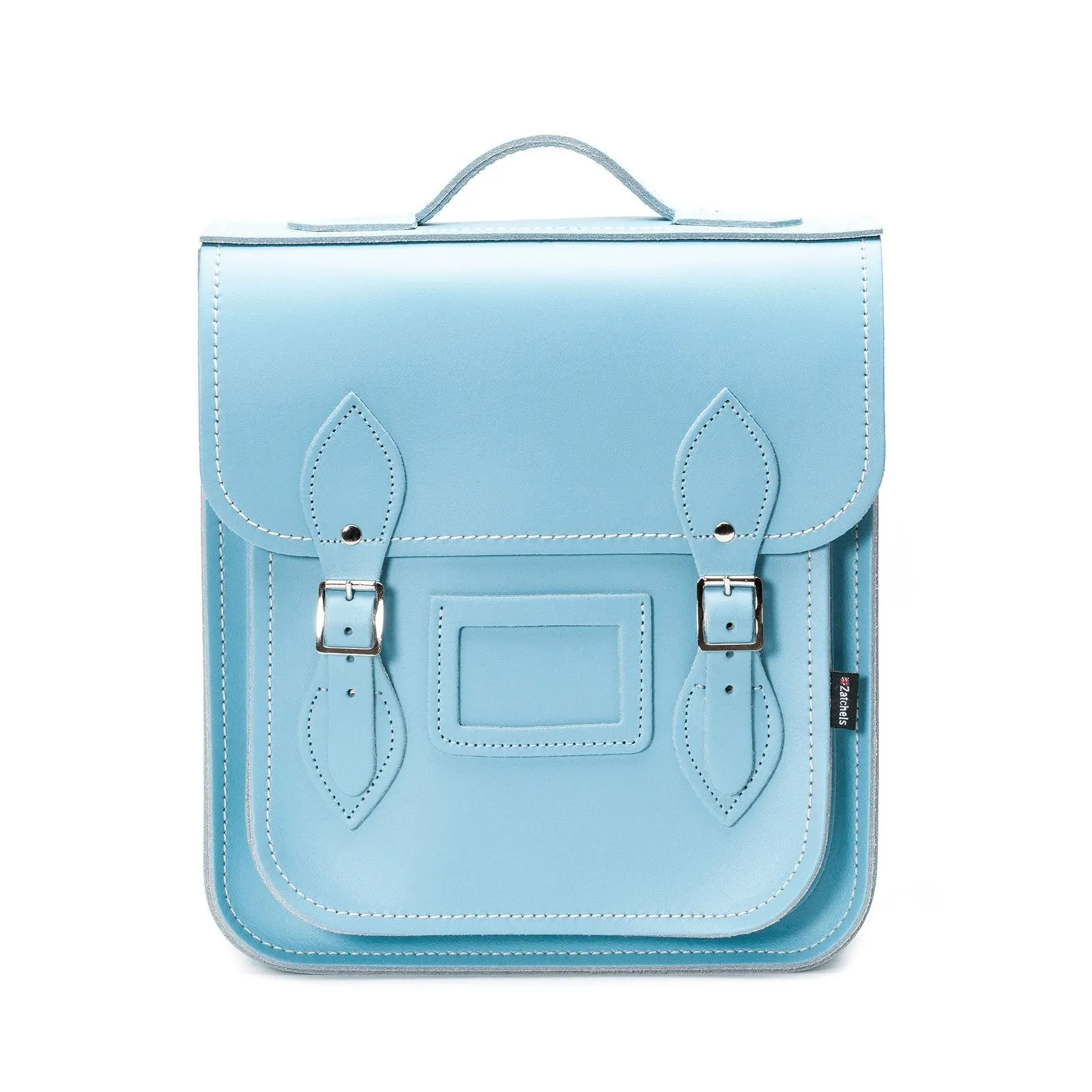 Handmade Leather City Backpack - Pastel Baby Blue