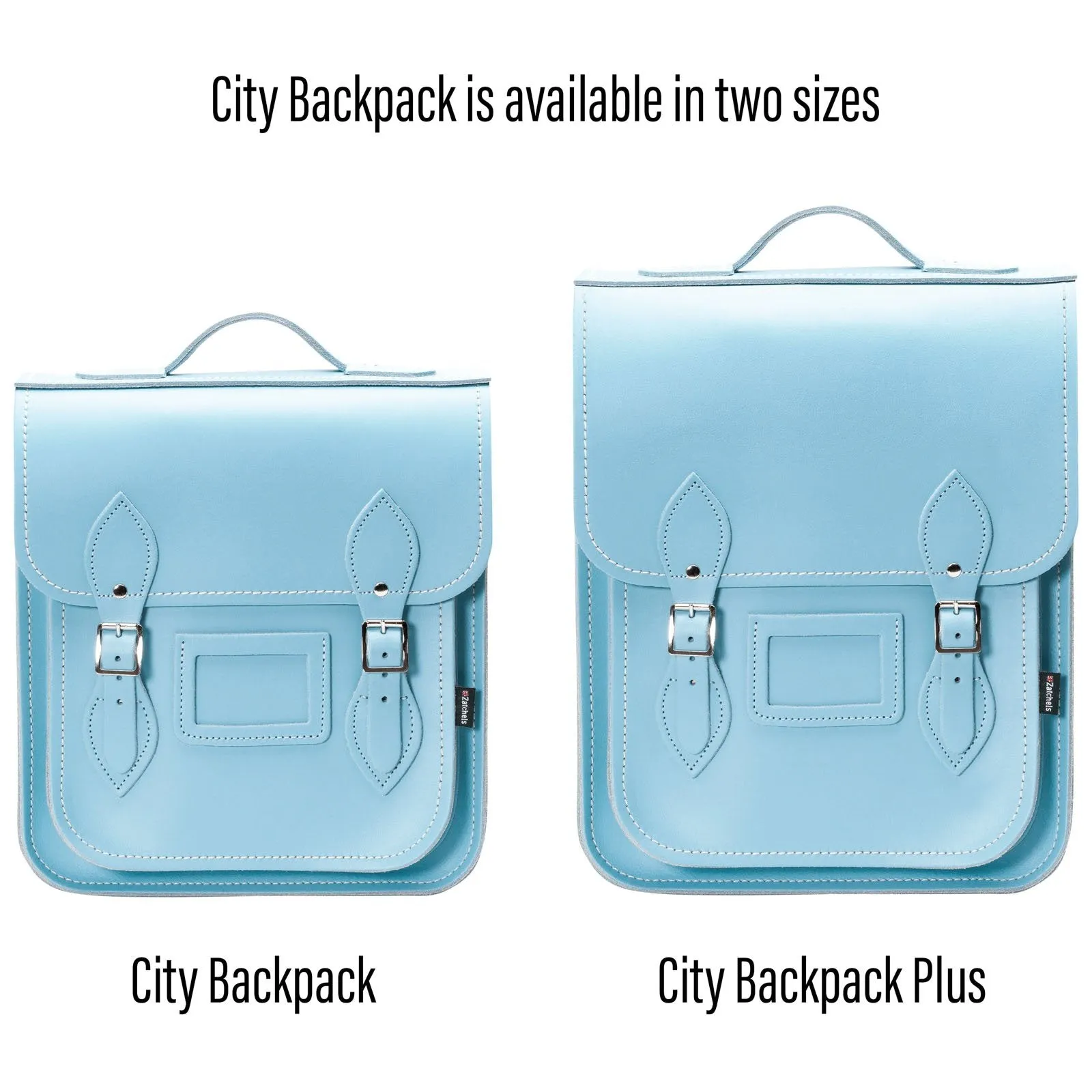 Handmade Leather City Backpack - Pastel Baby Blue