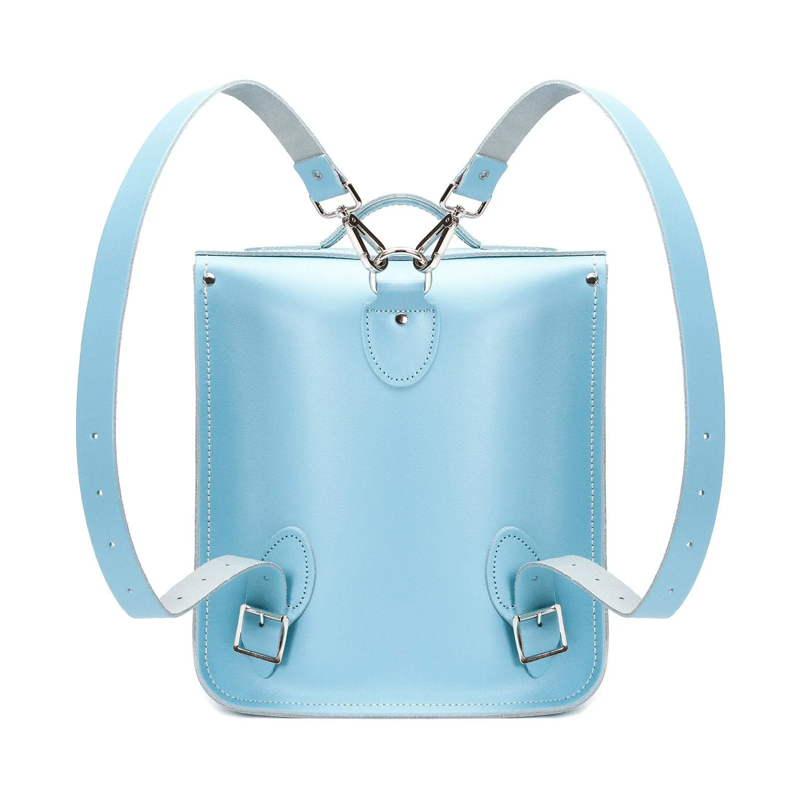 Handmade Leather City Backpack - Pastel Baby Blue