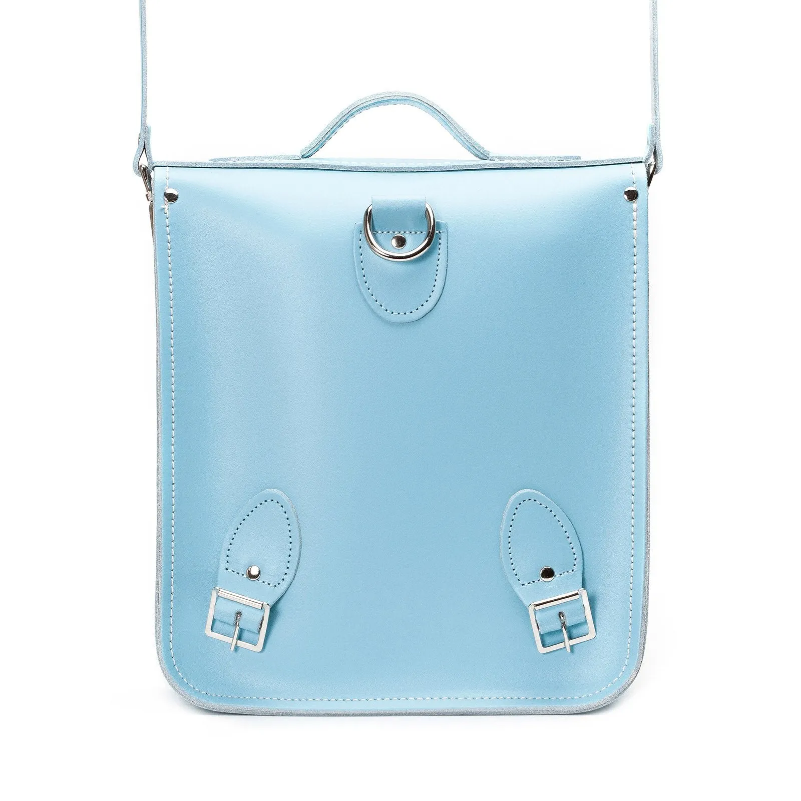 Handmade Leather City Backpack - Pastel Baby Blue