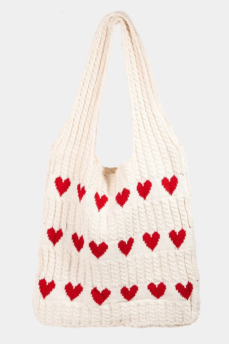 Heart Crochet Tote Bag