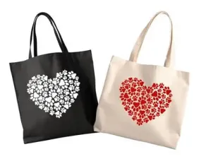 Hearts with Paws Canvas Tote