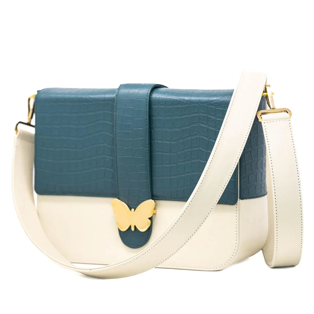 Leather Bag Multicolor Cream & Forest