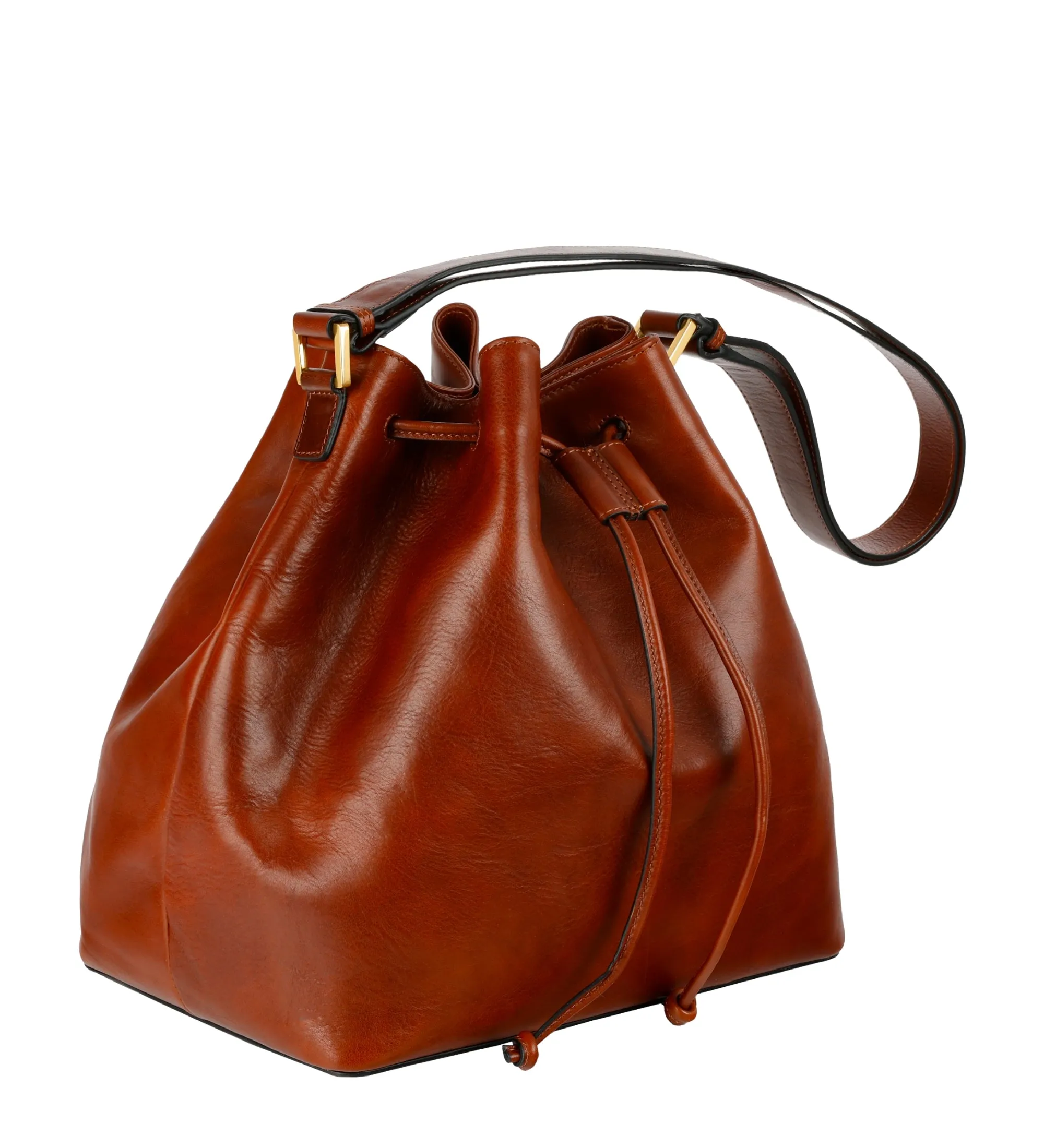 Leather Bucket Bag for Women - Sybil