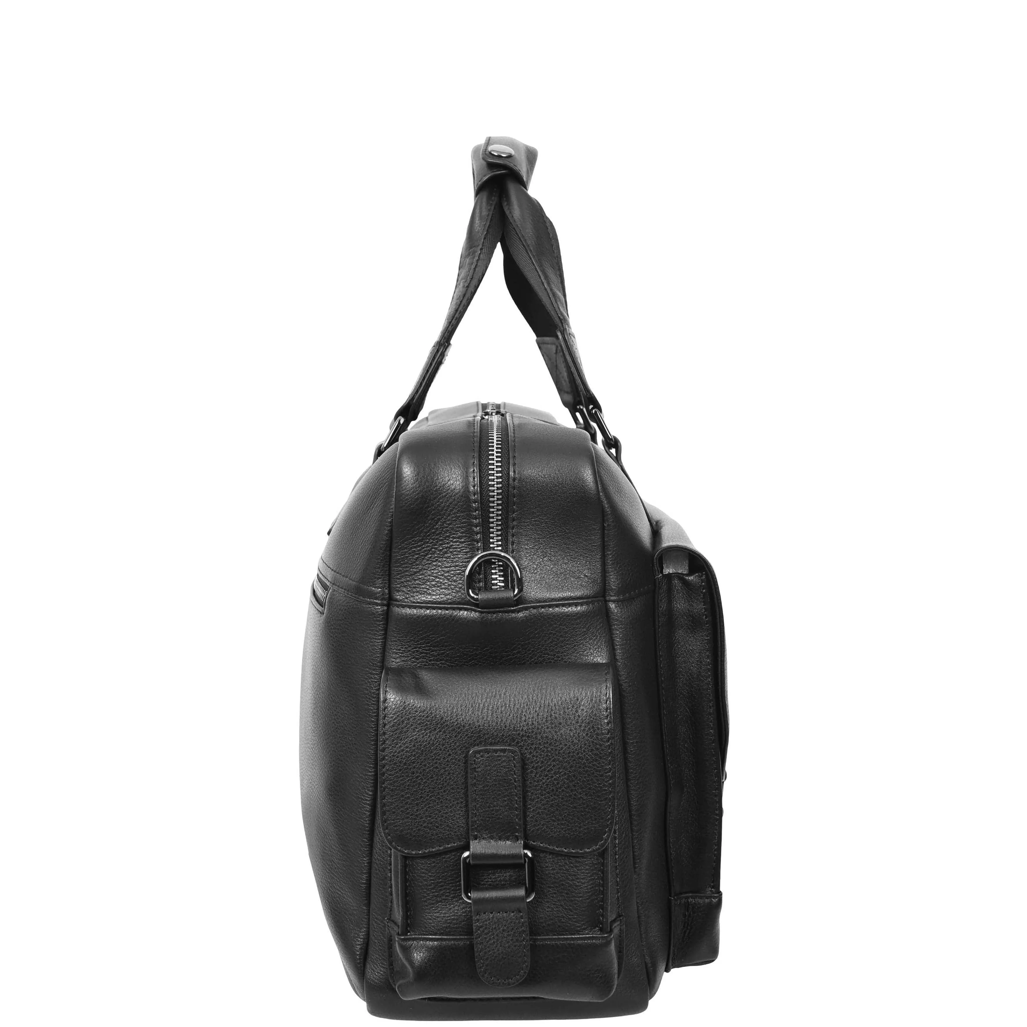 Leather Holdall Mid Size Weekend Bag Kensington Black