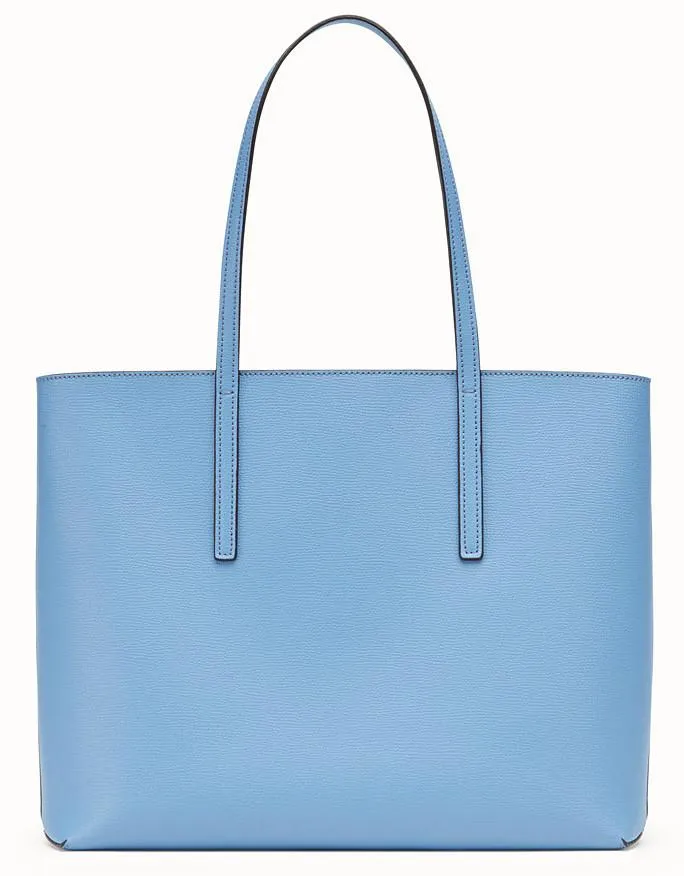 Leather Shopper Bag, Light Blue